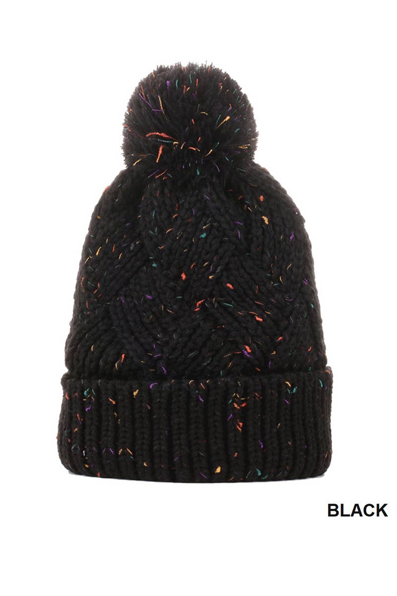 42POPS – wholesale Beanie – Women's – ,.SI-25271 Speckled Pom Pom Beanie1
