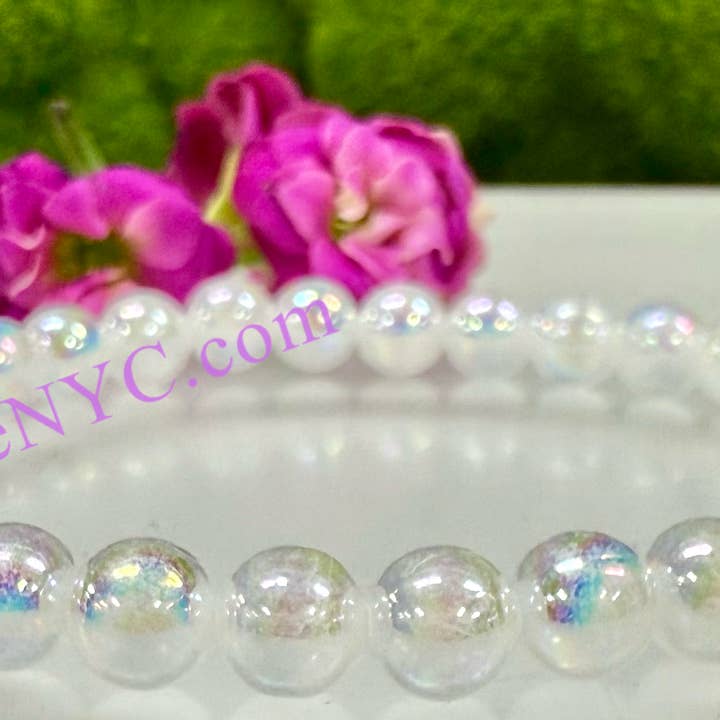 KayleeNYC - Wholesale Beaded Bracelet - Angel Aura Selenite 6mm 7.5” Stretch Bracelet4