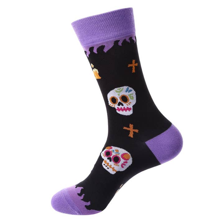 Calcetines de Calaveras de Azúcar del Día de los Muertos – Calaveras Coloridas para venta al por mayor de Sock Shuttle