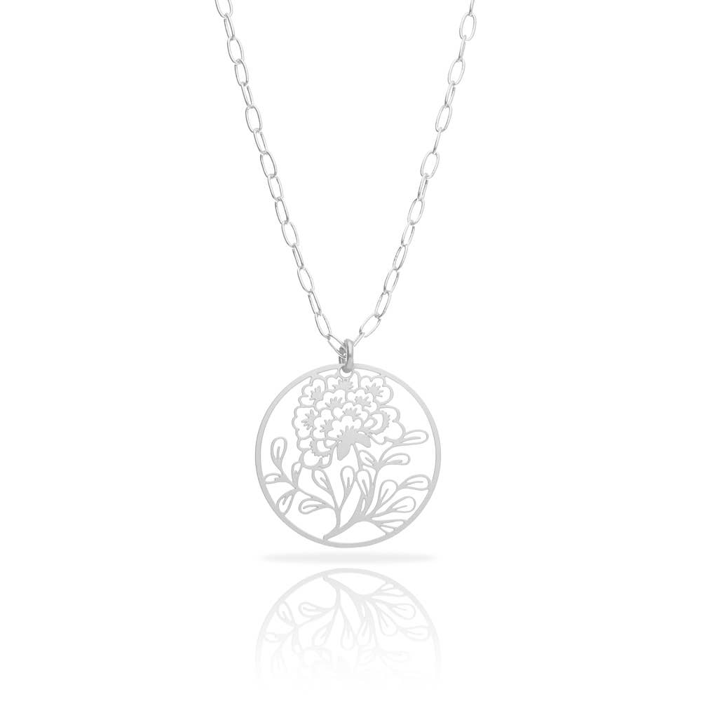 RAS - Wholesale Pendant/Charm Necklace - Porcelana Flor Silver Plated Short Pendant0
