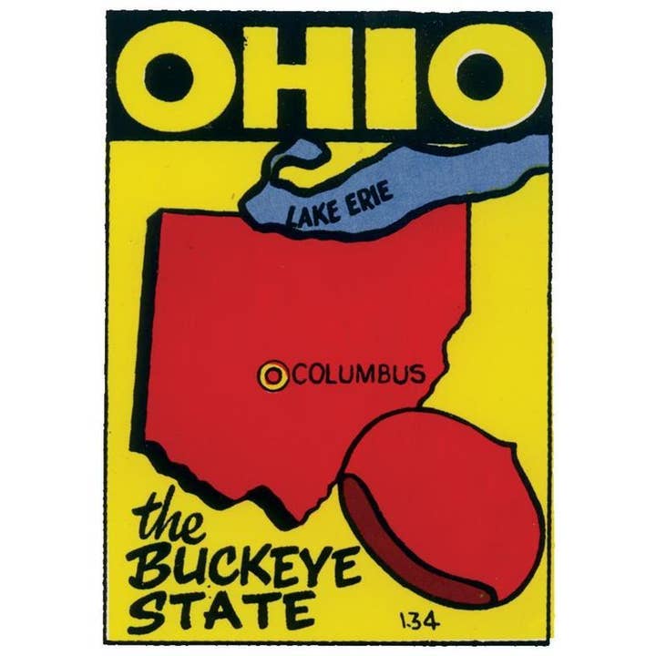 Postcard OH-595 Ohio The Buckeye State 1.34 note card for wholesale by Found Image Press