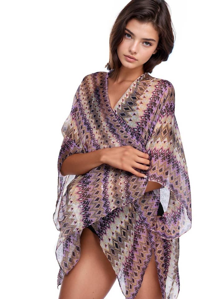 Enchanting Silky Print Crop Kimono Coverup for wholesale by Subtle Luxury