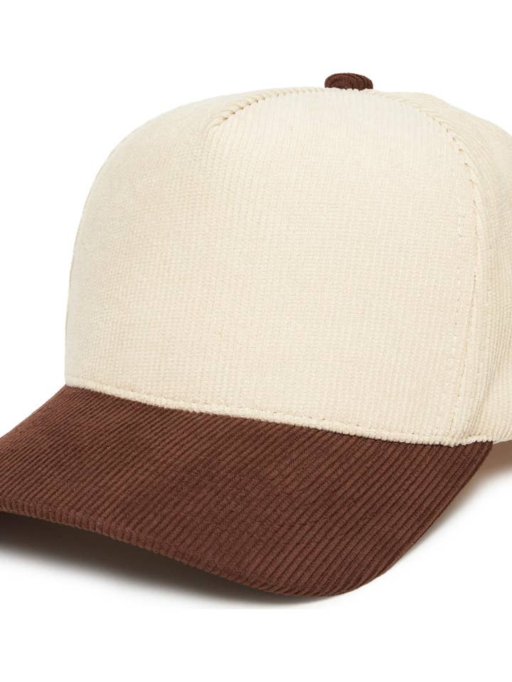 Cappello Vintage in Velluto a Coste Bicolore - Marrone/Beige per la vendita all'ingrosso da parte di Funky Junque