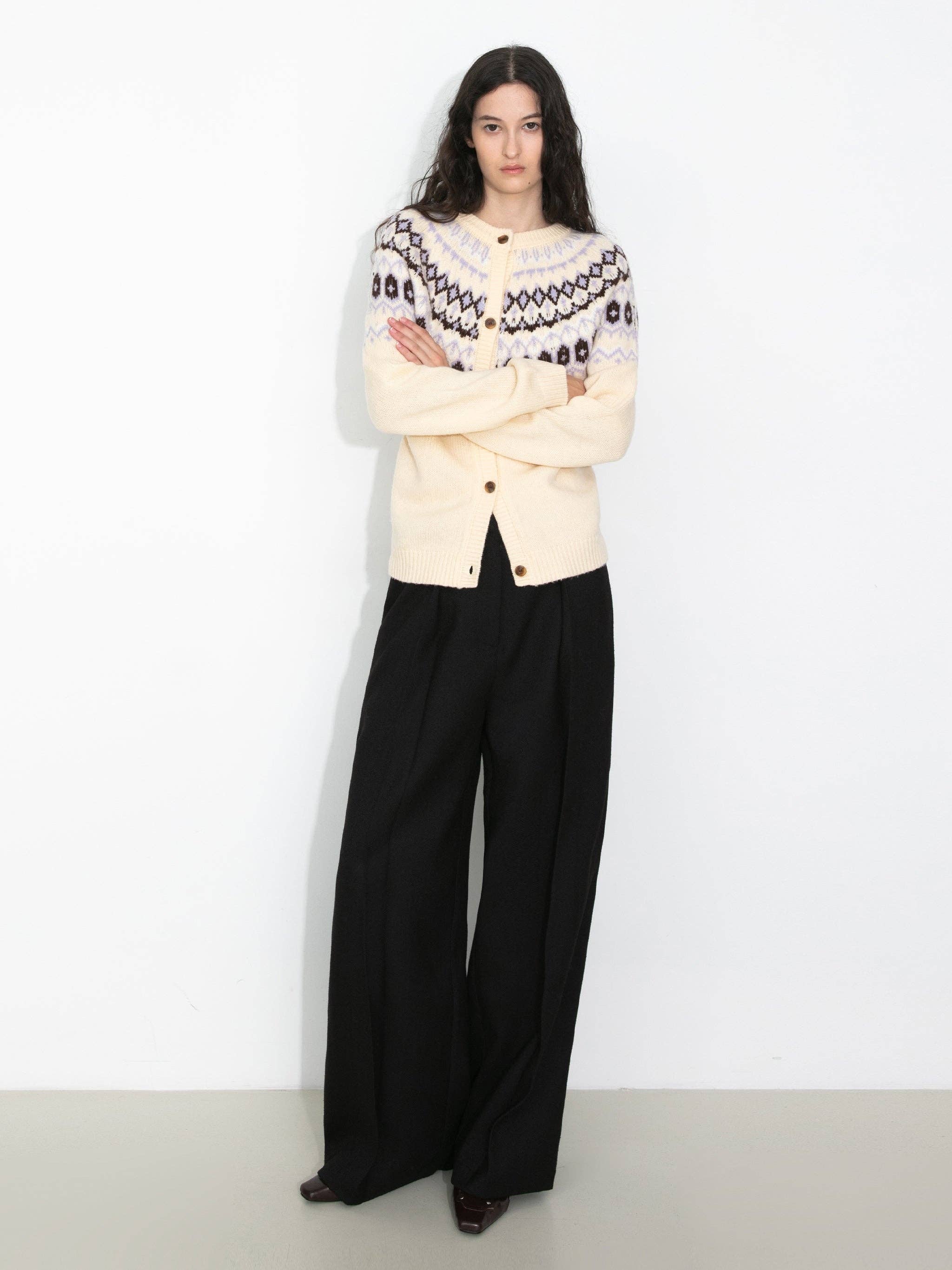 CUBIC - Wholesale Cardigan - Women's - 100% Wool Fair Isle Wool Knit Cardigan5