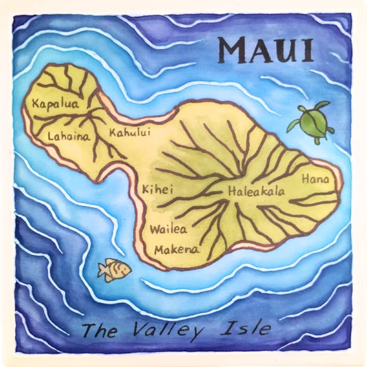 Île de Maui Carreau 15 cm pour la vente par Banana Patch Studio