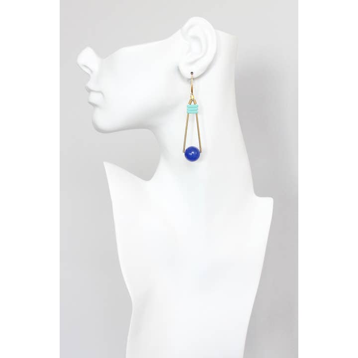 David Aubrey Jewelry – Großhandel Ohrhänger – KYLE56 kobaltblaue und türkisfarbene geometrische Ohrringe1