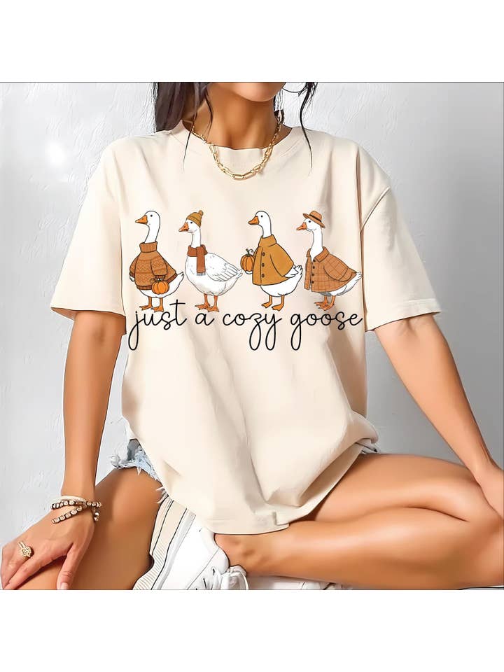 NVC Ecommerce LLC - Wholesale T-Shirt (Graphic) - Women's - Just a Cozy Goose Shirt, Cute Pumpkin and Duck Sweatshirt1