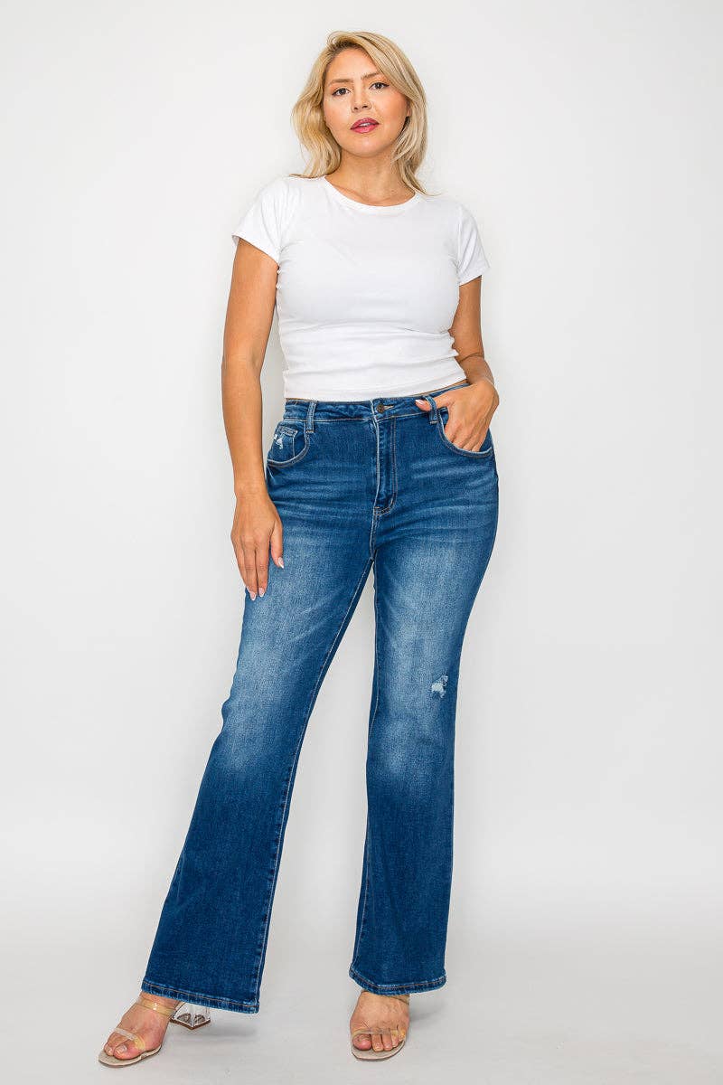 Blå PLUS SIZE HØJTALJET BOOT CUT BEN #BT5022X for engroshandel på Faire12