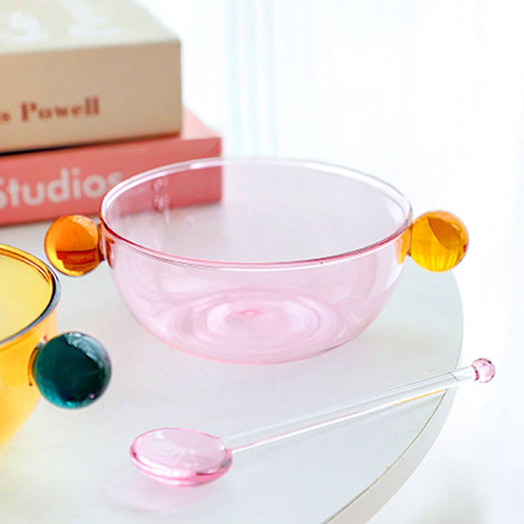 TUTU Home - Vendita all'ingrosso Ciotola - Ciotola in Vetro Rosa e Ambra "Lollipop" – Ciotola da Dessert in Borosilicato1