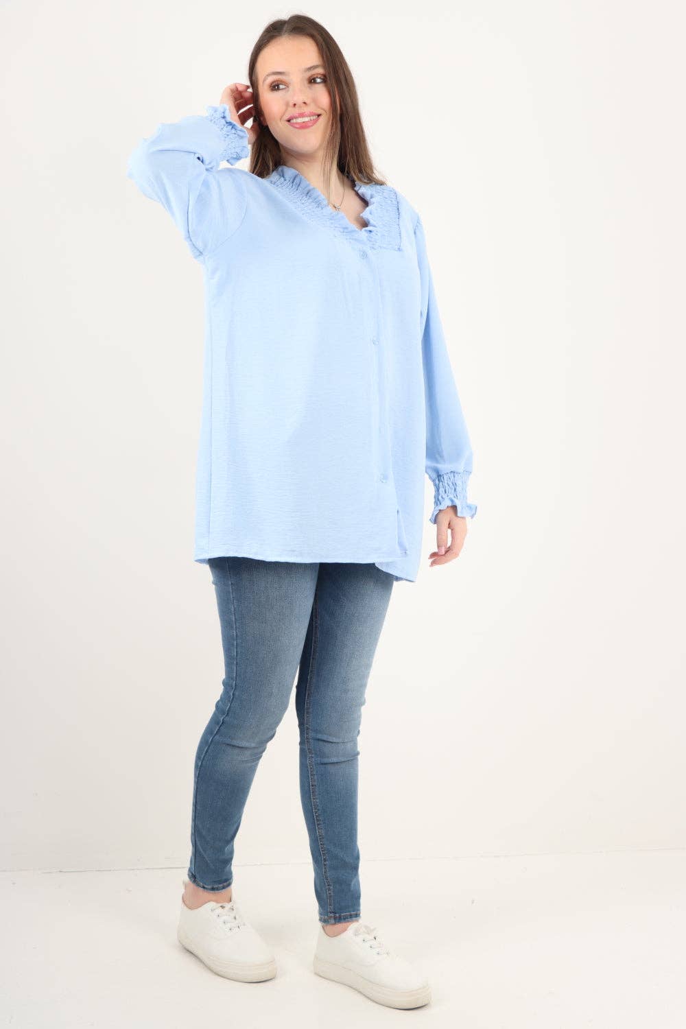 Miss Bold – wholesale Tunic – Women’s – Italian Shirred V Neck Long Sleeve Tunic Top10