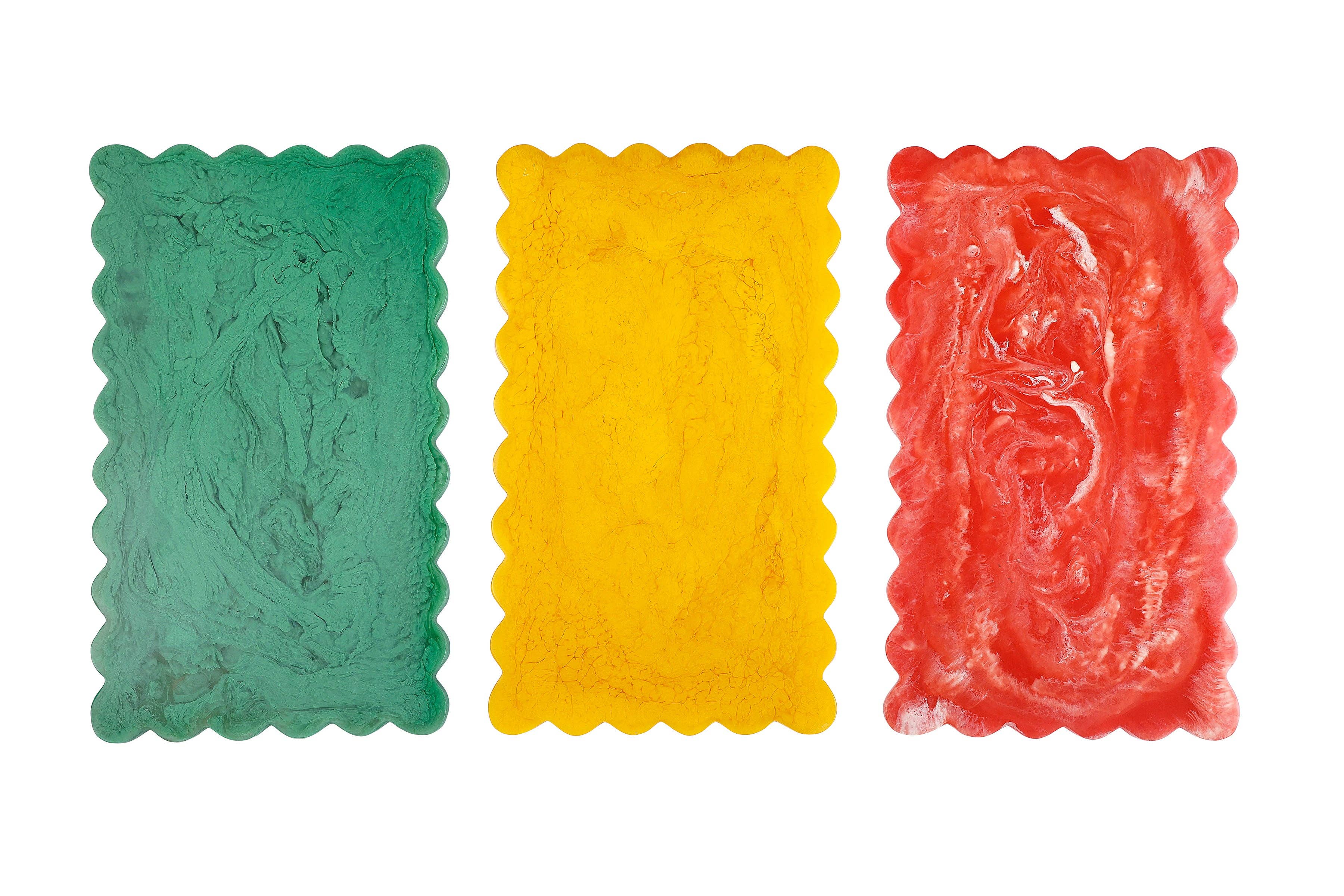 Casa Amarosa - Wholesale Cheese Board - Scallop Rectangular Resin Cheese Board – Green , 14 Inches4