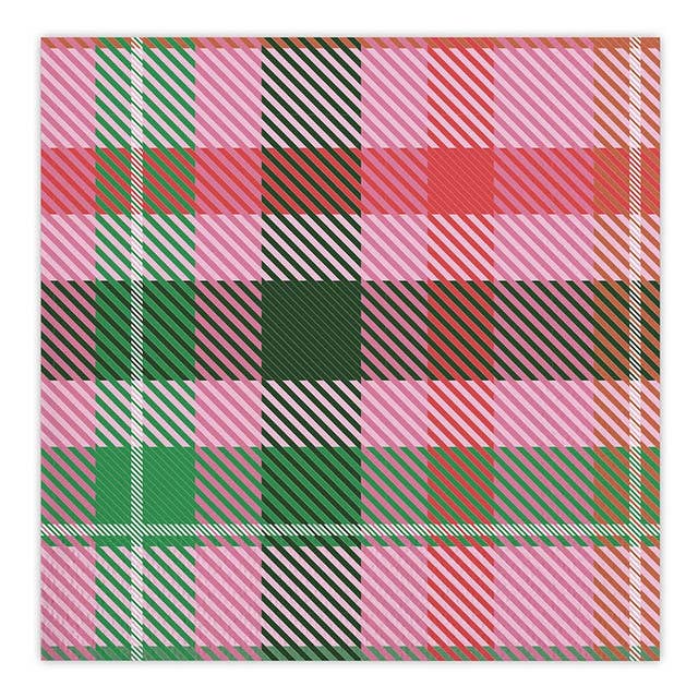 Slant Collections by Creative Brands - Wholesale Disposable Napkin - Thimblepress x Slant Beverage Napkins - Plaid0