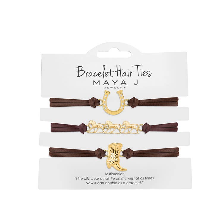 Maya J - Wholesale Jewelry Set - 2-in-1 Bracelet Hair Tie Sets - Western - 10 Pack (By Style)