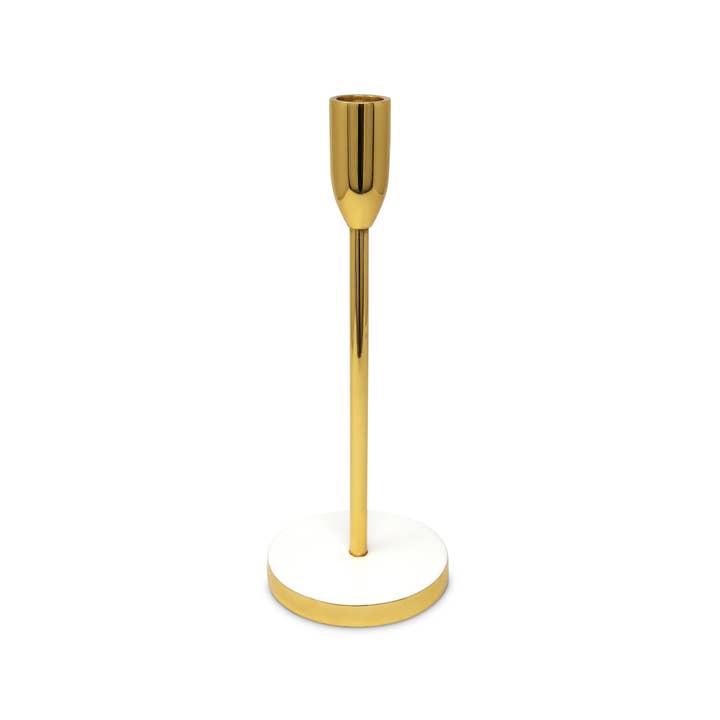 CLASSIC TOUCH DECOR INC. - Wholesale Candle holder - Gold Taper Candle Holder on White Marble Base - 10"H2