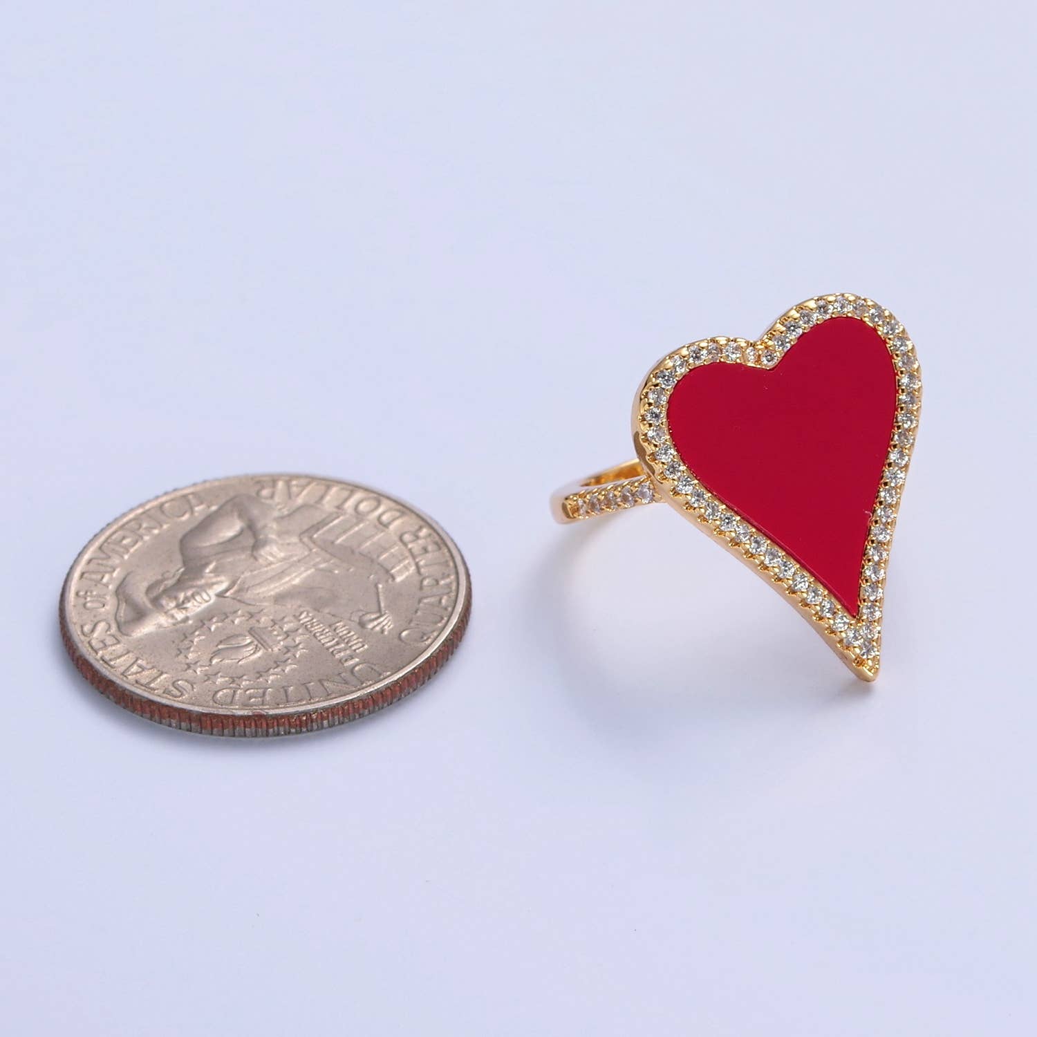 Aim Eternal – wholesale Cocktail/statement ring – Colorful Heart Framed Open Casual Ring O2198 O2199 O22006