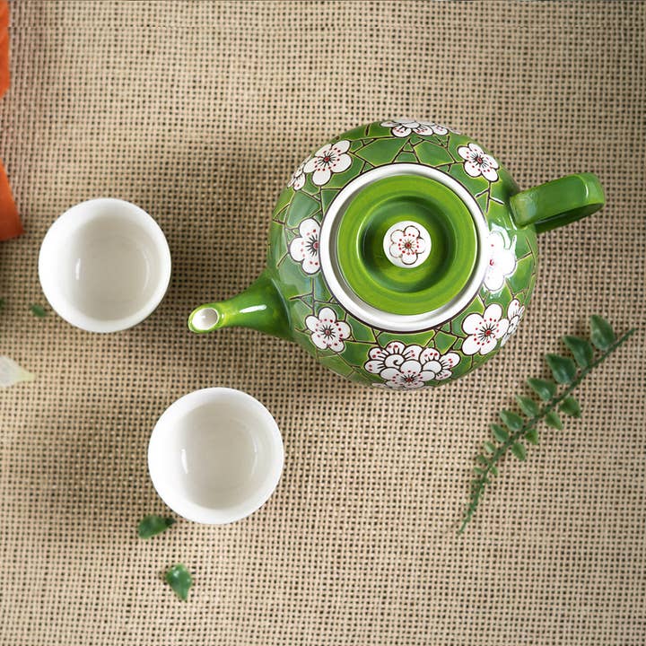 Urban Tokyo - Wholesale Tea Set - Ume Plum Blossoms Green Tea Set 26oz Tea Pot with 2 Cups (1/8)5