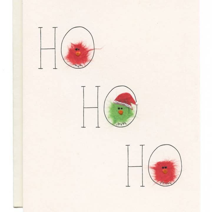 FLAUNT HANDMADE CORRESPONDENCES - Wholesale Christmas Card - "Big HO HO HO" Three Birds