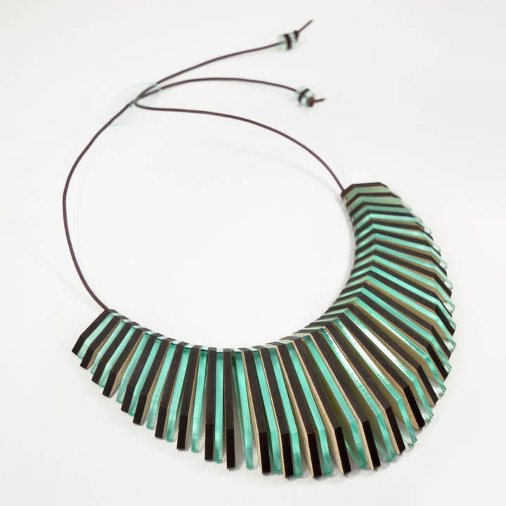 Wood & Glass Shard Adjustable Necklace for wholesale by Bold Standard