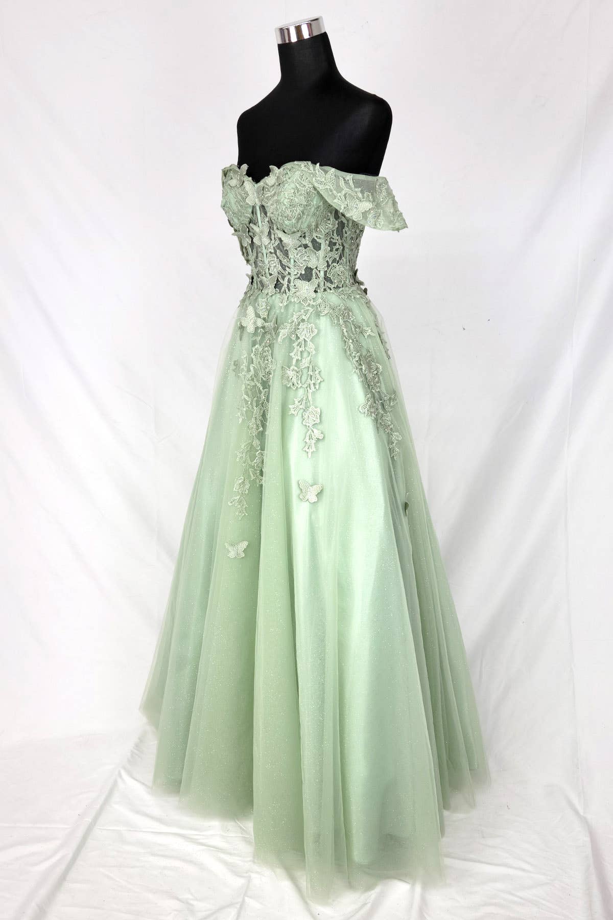 Chicas - Venta al por mayor Vestido - Mujer - Vestido con hombros descubiertos y mariposas C35014