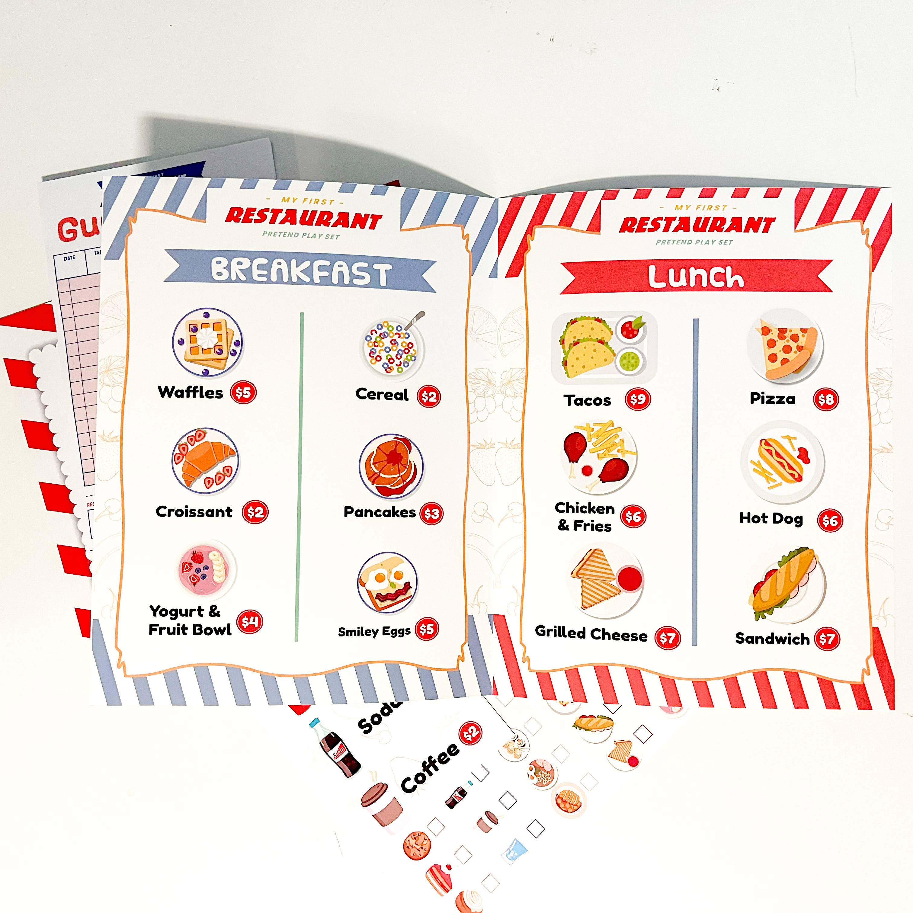 The Paxton Press - Screen-Free Paper Goods for Kids - Wholesale Toy Set - Kids - My First Restaurant Pretend Play Kit7