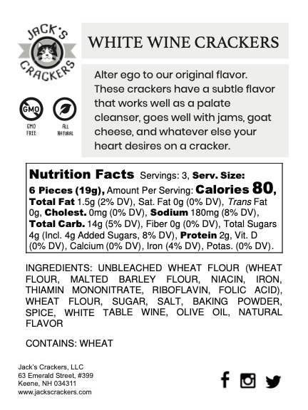 Jack's Crackers, LLC - Wholesale Crackers - White Wine Crackers1