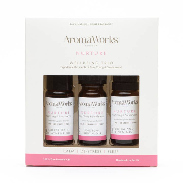 Nurture Wellbeing Trio 3 prodotti da 10 ml per la vendita all'ingrosso da parte di AromaWorks London
