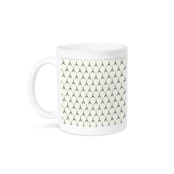 3dRose - Wholesale Coffee Mug - 3dRose, Rows of Gray Eiffel Towers Pattern, Mug8