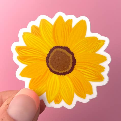 Sunflower Vinyl Sticker, Yellow Floral Sticker for wholesale by Calico Design Co
