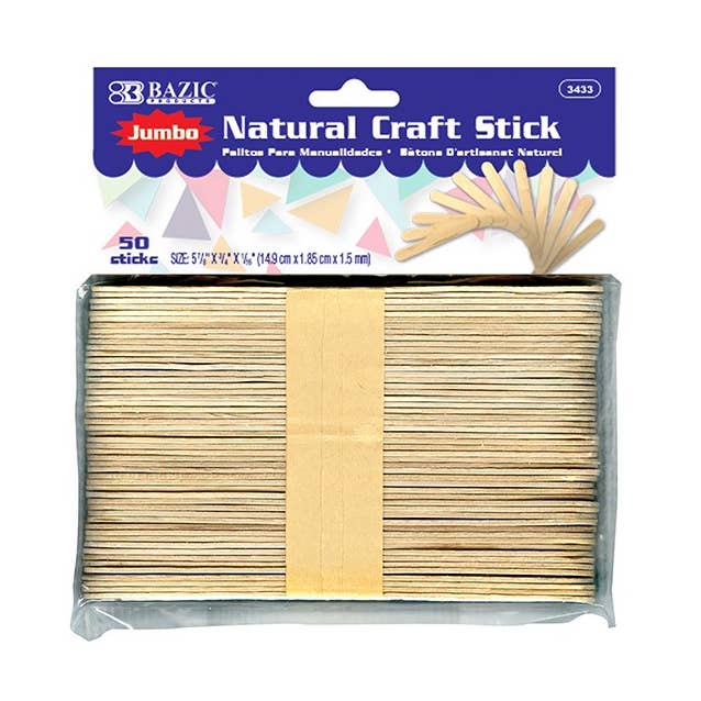 Jumbo Natural Craft Stick - Pack of 50 for wholesale by Luna Office Supply -  Everyday Essential