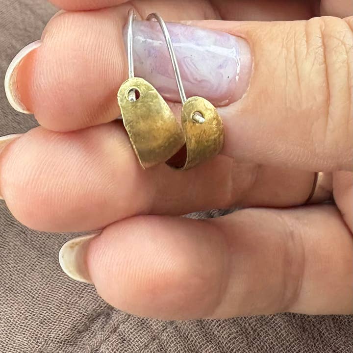 Jewelry by Brynn - Wholesale Hoop Earrings - Little Brass Cuffed Hoop Earrings5