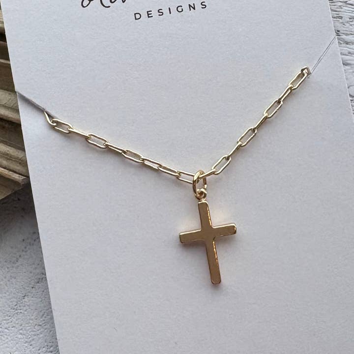 Simple Cross Necklace Gold Filled for wholesale by Olivia Keri Designs