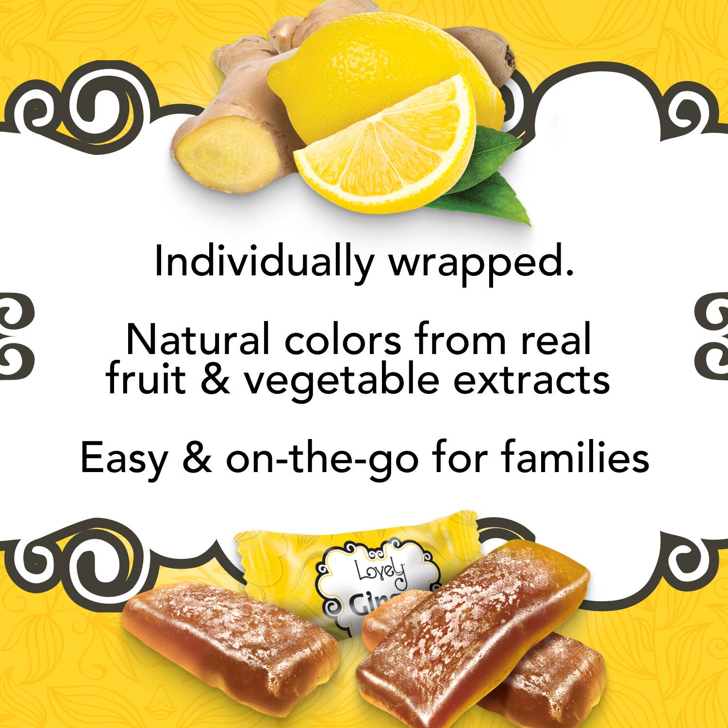 Lovely Candy Company - Wholesale Gummy - Bulk Lemon Ginger Chews Candy - 10lb, Gluten Free, Vegan1