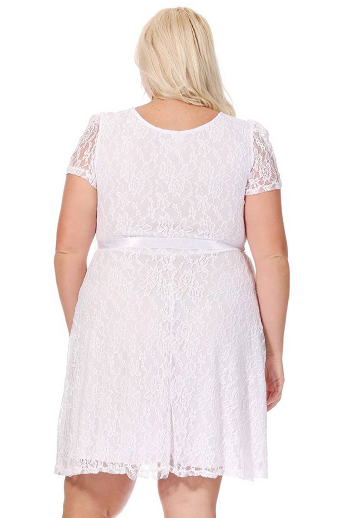 MOA COLLECTION - Vente Robe – femme - Robe midi de soirée en dentelle à manches courtes pour femmes grande taille30