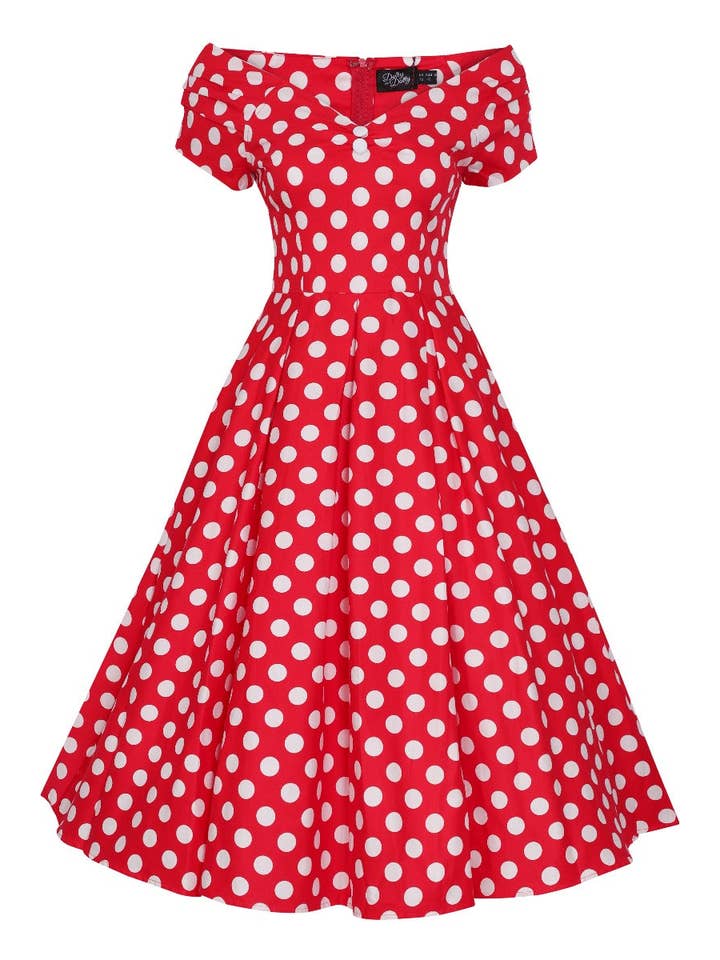 Dolly & Dotty – wholesale Dress – Women's – Vintage-Inspired Swing Dress in Red & White Polka Dot
