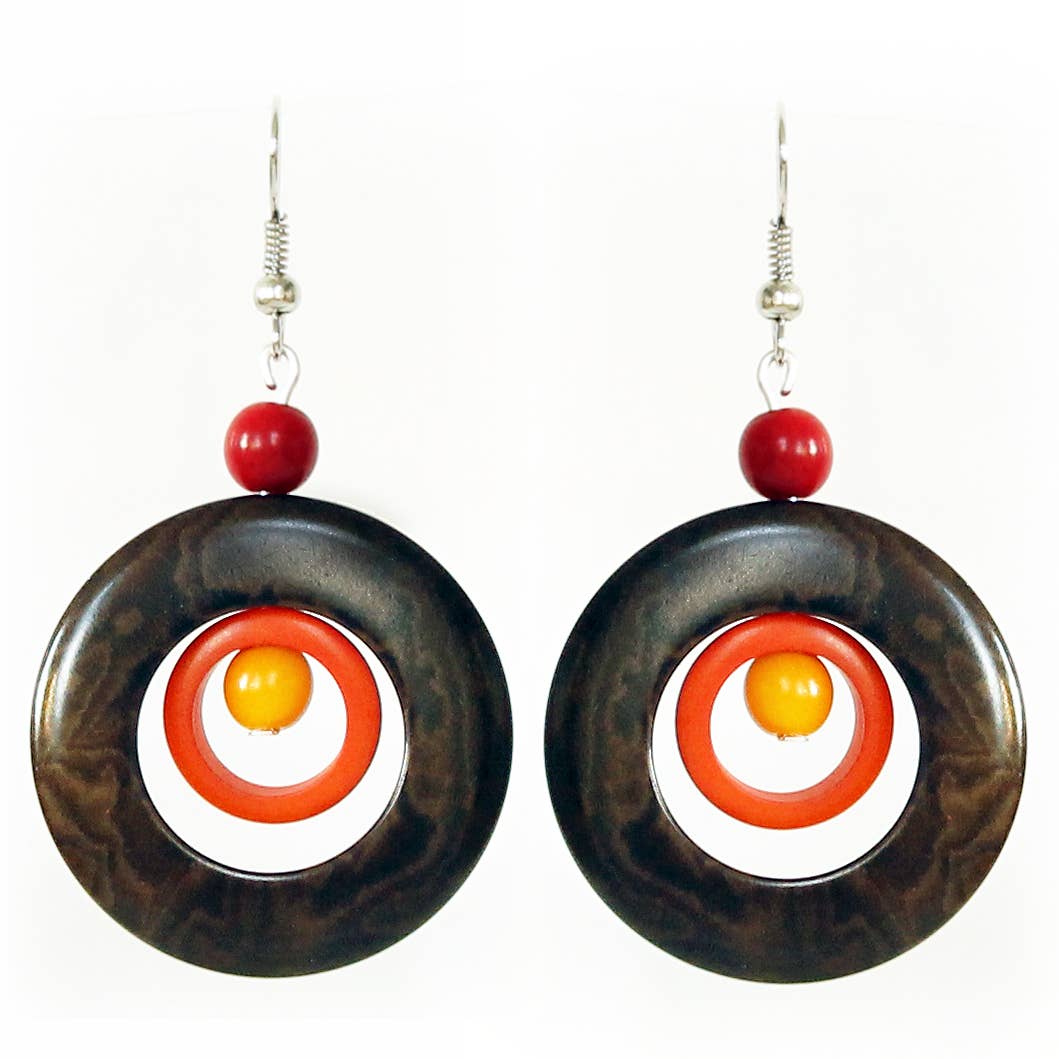 Muichic Natural Jewelry - Wholesale Dangle Earrings - Circles Tagua Earrings Handmade Fairtrade Lightweight2