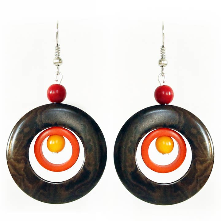Muichic Natural Jewelry - Wholesale Dangle Earrings - Circles Tagua Earrings Handmade Fairtrade Lightweight2