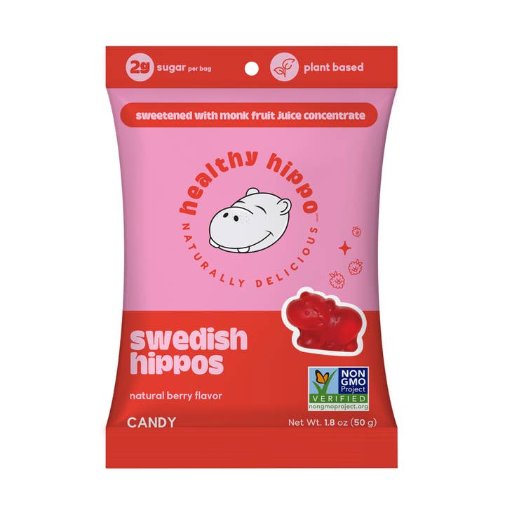 Healthy Hippo Low Sugar Plant-Based Swedish Hippos for wholesale by Healthy Hippo Naturals Inc