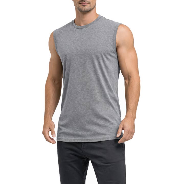 Men's 100% Cotton Sleeveless Muscle Tee (S-3XL) for wholesale by Galaxy By Harvic