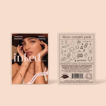 INKED by Dani - Wholesale Temporary Tattoo - Disco Cowgirl Temporary Tattoo Pack5