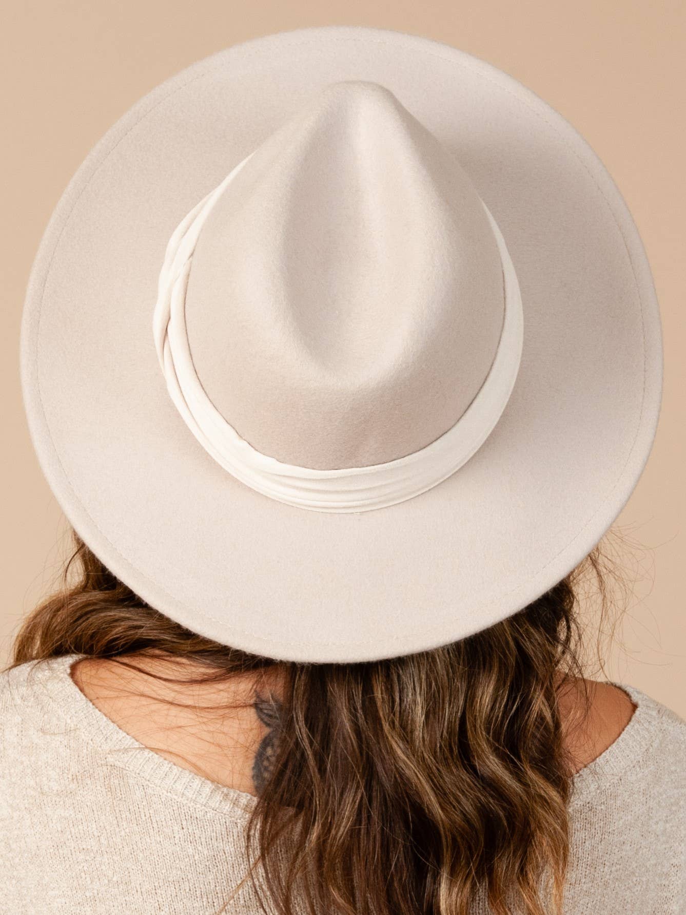 Lucca Couture - Wholesale Fedora - Women's - HBL1073-LOVELY WOOL FEDORA-PEARL2