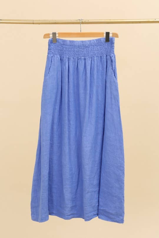 NAÏS PARIS - Wholesale Skirt - Women's - LONG SKIRT WITH SMOCKED WAIST AND POCKETS 100% LINEN2