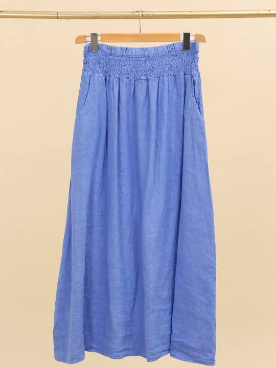 NAÏS PARIS - Wholesale Skirt - Women's - LONG SKIRT WITH SMOCKED WAIST AND POCKETS 100% LINEN2