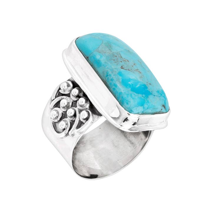 Teal Silpada Big Spring Compressed Mojave Turquoise Ring, Silver for wholesale on Faire
