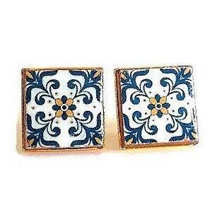 Portugual Antique Tile Stud Earrings for wholesale by Inês Lamy