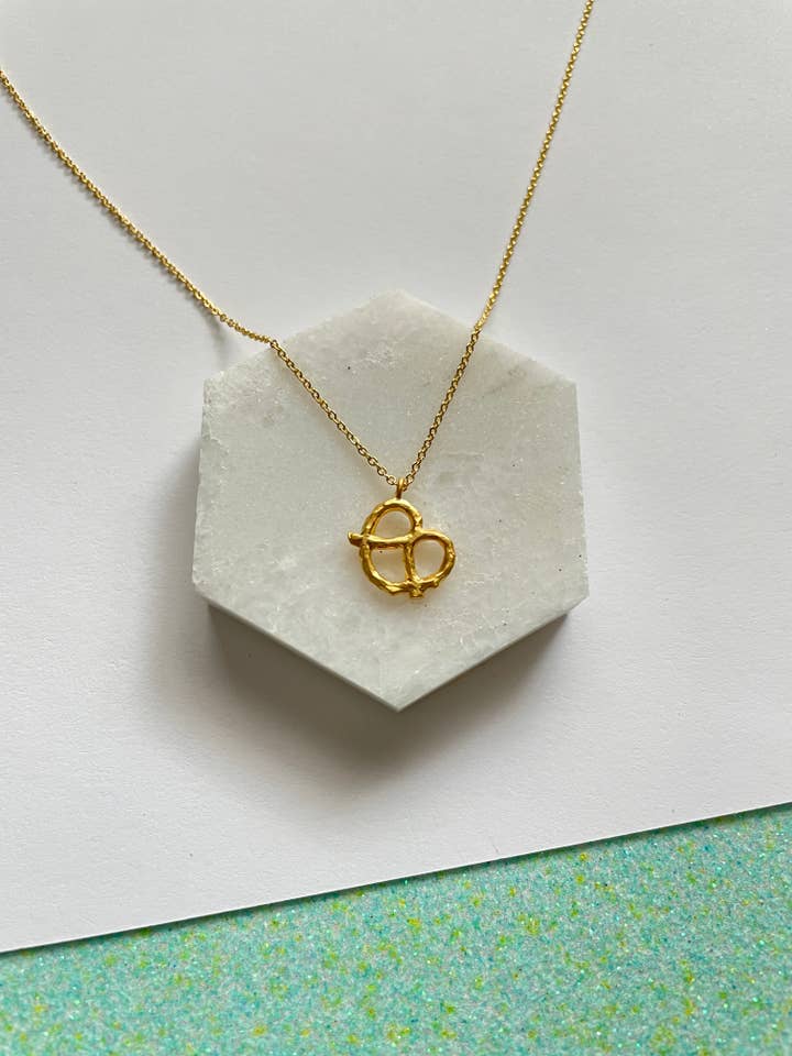Street Pretzel Charm Necklace for wholesale by Qurio Studio
