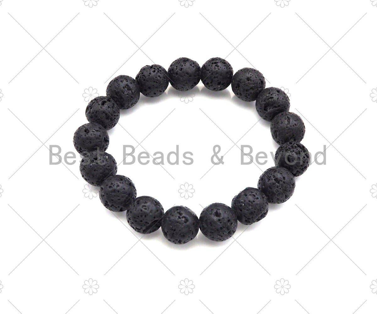 BestBeads&Beyond – wholesale Beaded bracelet – Natural Black Lava Stretchy Bracelet,SKU#EF471