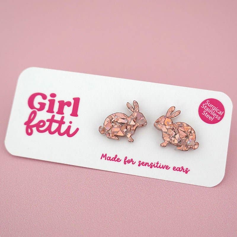 Girlfetti - Wholesale Stud/Post Earrings - Easter Bunny Acrylic Stud Earrings2