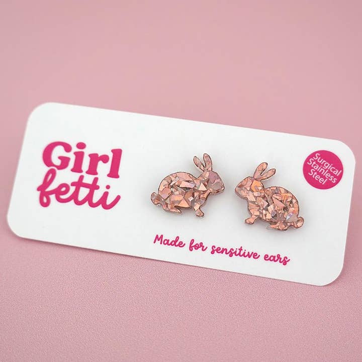 Girlfetti - Wholesale Stud/Post Earrings - Easter Bunny Acrylic Stud Earrings2