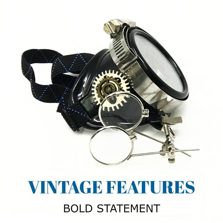 UMBRELLALABORATORY - Wholesale Sunglasses - Unisex - Airship captain pirate eyepatch monocle Rave goggle with magnifying eye loupes6