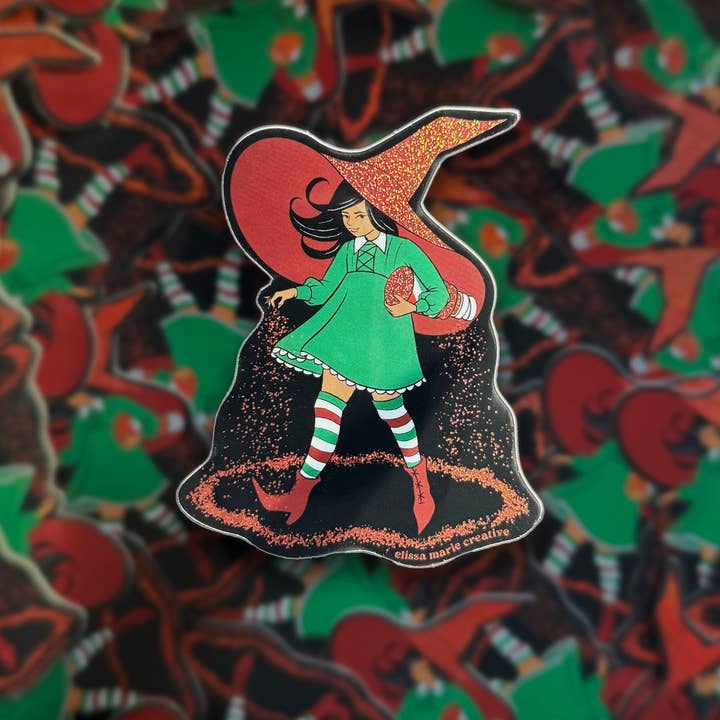Elissa Marie Creative - Vente Autocollant - Autocollant Pailleté Bruja Épicé | sorcière tajin | cercle de sel1